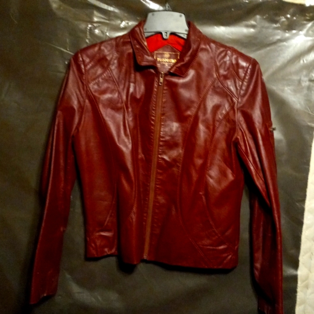 Toujours  reddish brown  leather jacket  late 60s early 70s